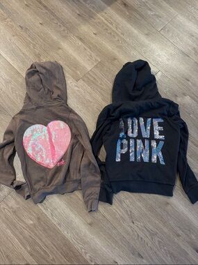 PINK Victoria's Secret Two-Pack Hoodies in Brown and Black